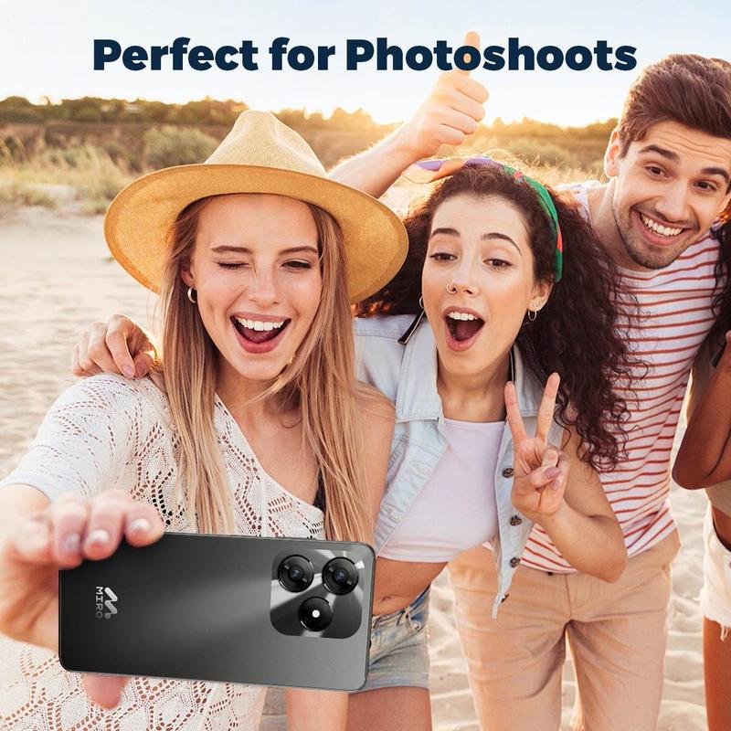【C1】MIRO Selfie & Stream Camera Phone – Dual 50MP Front & Back Cameras, 5000mAh Battery, 12GB RAM + 128GB Storage, Android 14, Unlocked Dual SIM – Perfect for Vlogging, Live Streaming, Travel, Social Media & Daily Use, Ideal Gift for Content Creators