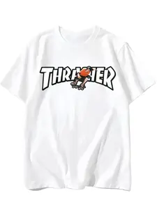 Trendy Thrasher Skateboard Graphic T Shirt Cute Cartoon Print Cotton Short Sleeve Tee Casual Streetwear For Skate Lovers And Teens  skateable t shirts