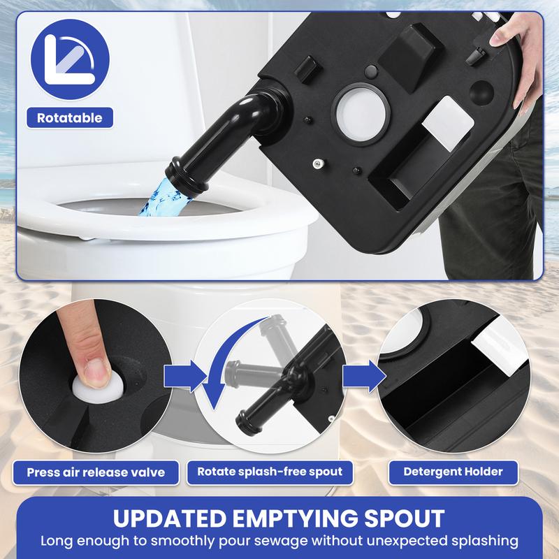 OEDRO 6.3GAL Portable Potty Toilet Outdoor Camping Portable Travel Mobile Flush Toilet