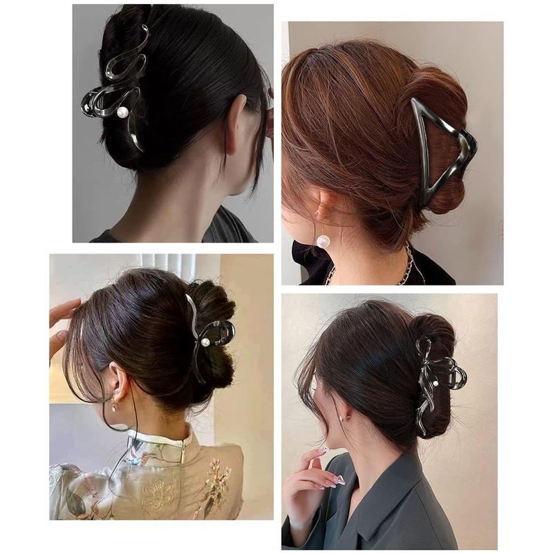 AWAYTR 4Pcs/Set Metal Hair Claw Clips Irregular Large Clips for Women Non-Slip Styling Accessories for Thick and Thin Hair