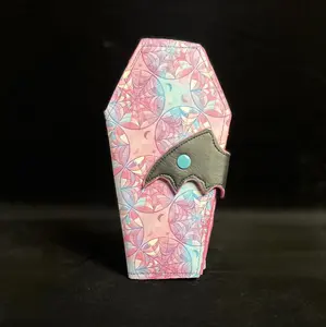 Handmade pink coffin wallet