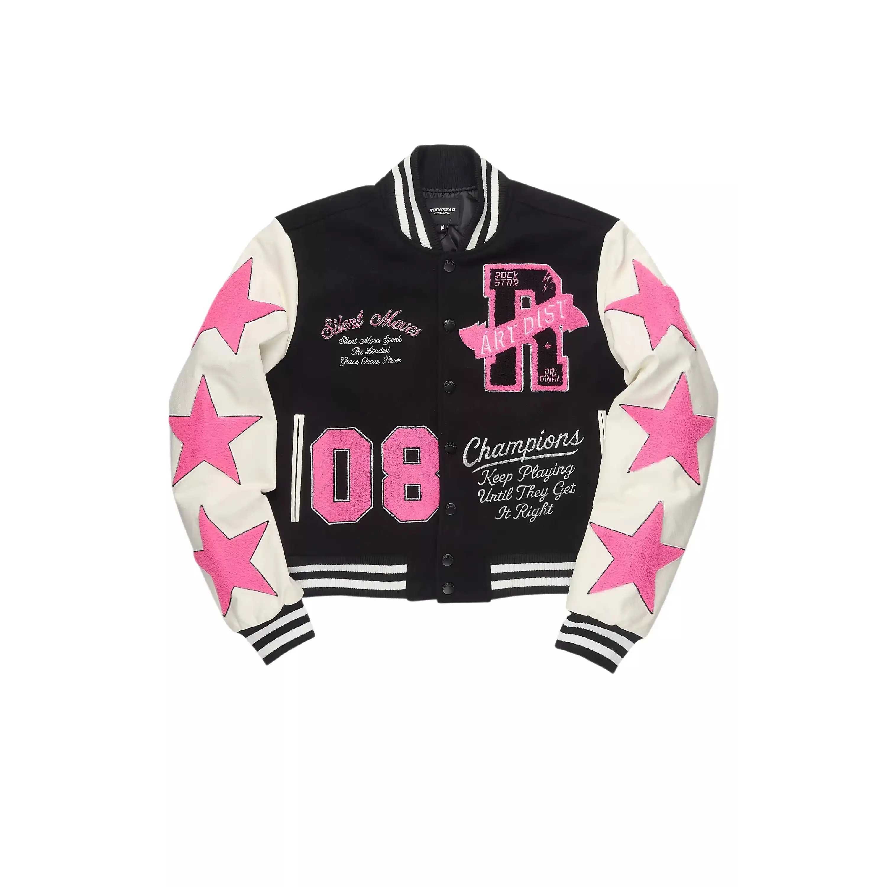 Krystle Black Oversized Varsity Jacket