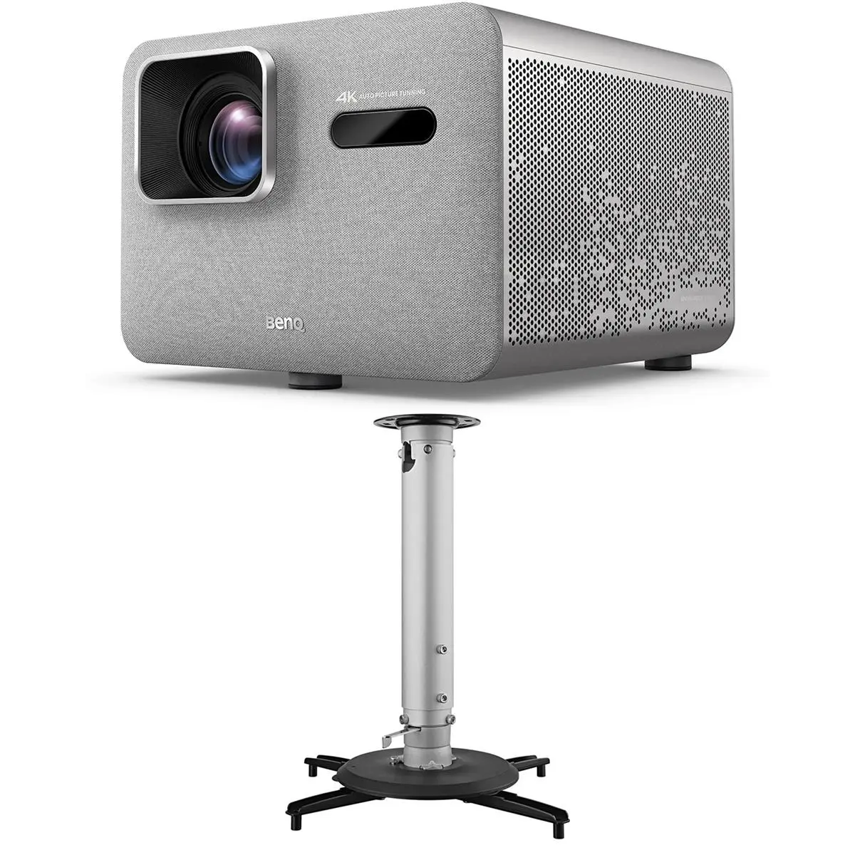 BenQ TK705i 4K Ultra HD HDR LED DLP Smart Home Theater Projector, Silver WITH BENQ CM00G3 UNIVERSAL CEILING MOUNT
