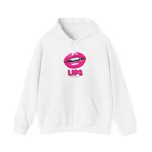 Pink Lips Hoodie | Lip Art Graphic Sweatshirt, Kiss Print