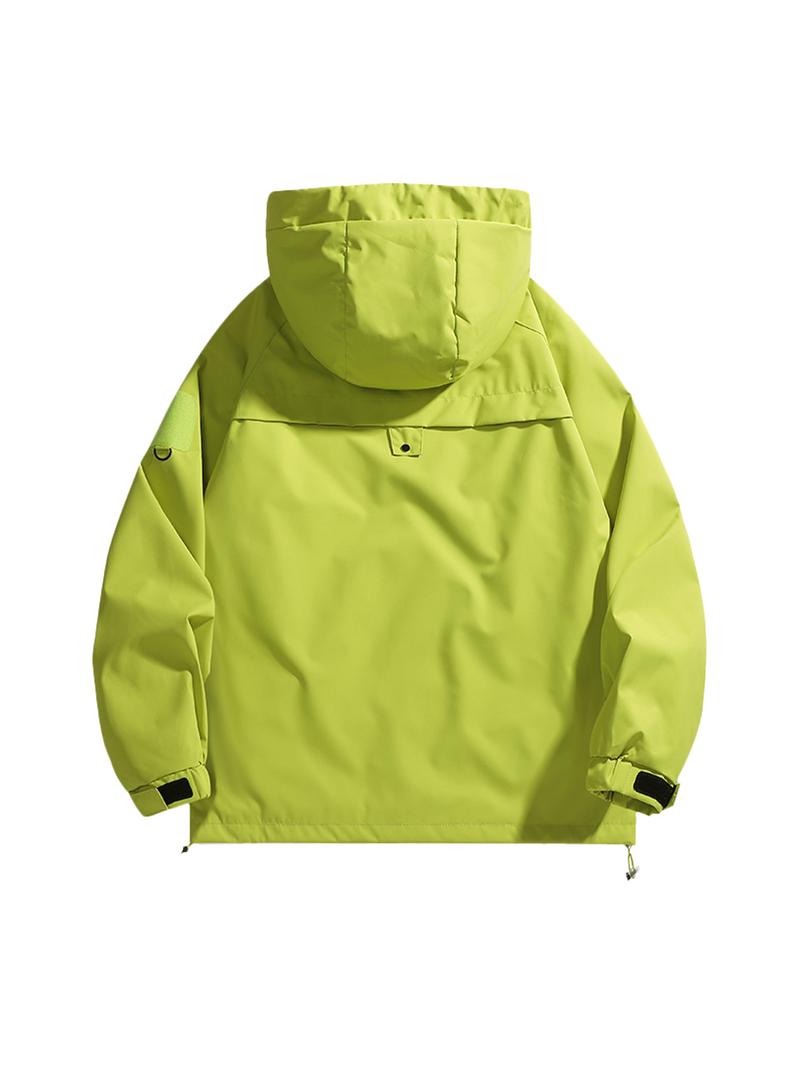 CCCMAI Men's Windbreaker Jacket with Hood Zippered Pockets & Adjustable Drawstrings Regular Fit Spring Fall Outdoor Workwear for Hiking Camping Casual Wear Hiking Gear Functional Design Durable Fabric