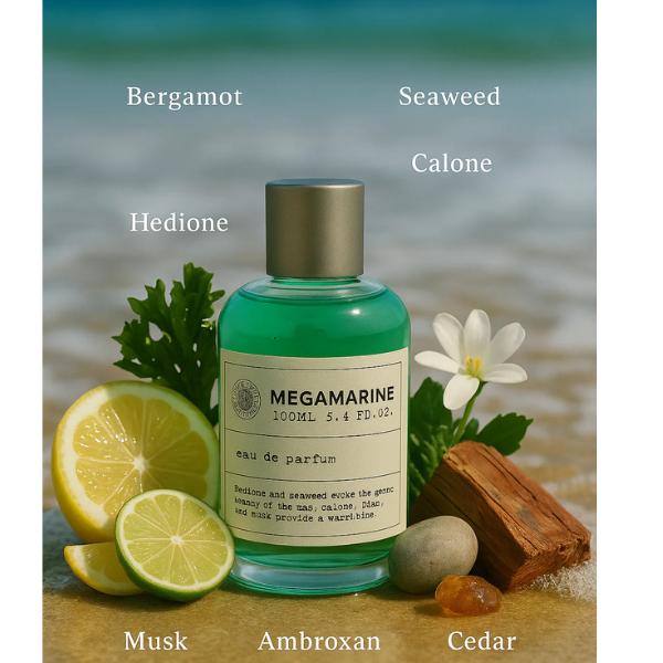 MEGAMARINE FOR MEN 3.4 oz EDP.