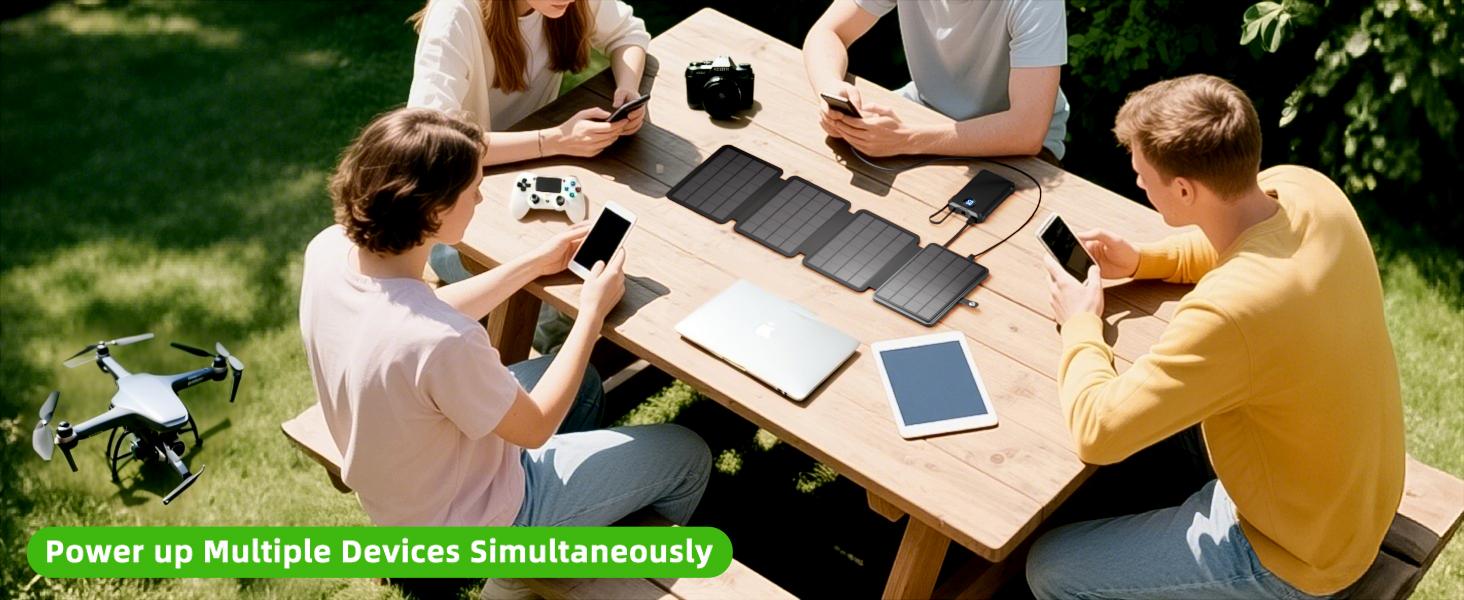 10000mAh Solar Power Bank, Detachable Solar Panel, 14W Foldable, Magnetic Charging, 5 Port Fast Charging, IPX5 Waterproof, Works Separately for Phones/Tablets, Camping Outdoor