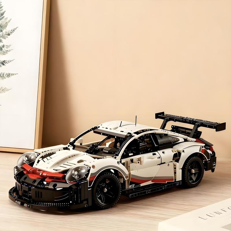 【1:10 50cm/19.7in】Technic Race Car Model Building Kit Advanced Replica Exclusive Collectible Set Gift for Kids Boys & Girls Aerodynamic Bodywork Black Spoked Rims Working Differential
