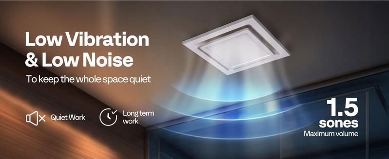 VIVOHOME Bathroom Exhaust Fan with Light, 165 CFM Ceiling Ventilation Fan, 3-Color Adjustable LED (3000K/4500K/6500K), 4" Duct Mount for Shower & Home Use