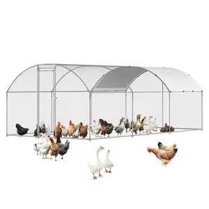 VEVOR Metal Chicken Coop,  , 9.8x19.3x6.5 ft Large Walk-in Chicken Runs with Cover, Doom Roof Hen House Enclosure with Security Lock, Outdoor Duck Rabbit Cage Poultry Pen for Backyard, Farm, Yard