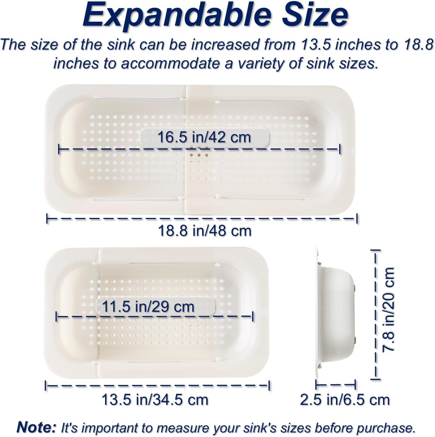 UFORU Collapsible Drain Basket, Kitchen Sink Strainer, Vegetable Wash Basket, Storage Rack, Fruit and Vegetable Drain Basket, Milky White,Draining Utensils,