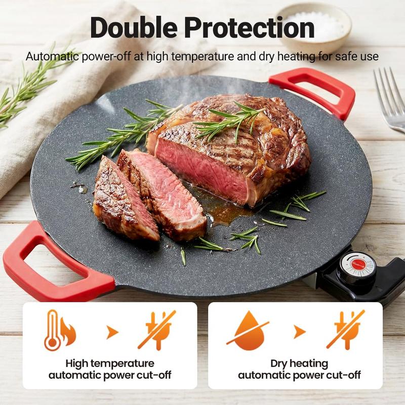 Smokeless Indoor Electric Grill & Nonstick Griddle – Compact, Fast-Heating Tabletop Grill for Steaks, Burgers, Pancakes, BBQ, and Everyday Indoor Cooking