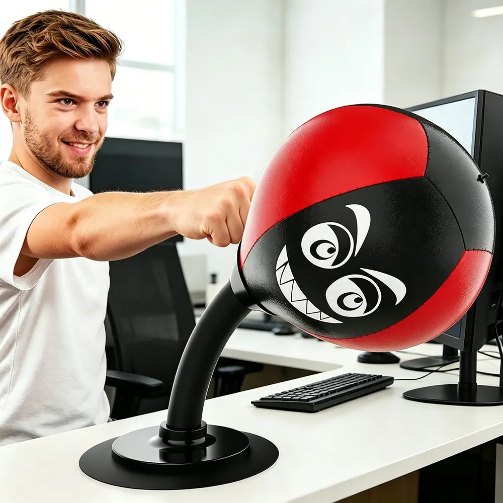 7.1 in Dia Desktop Punching Bag with Suction Base, Unisex Reflex Train Speed Punch Trainer, Portable Tabletop Gear for Home Workout Office Stress Relief