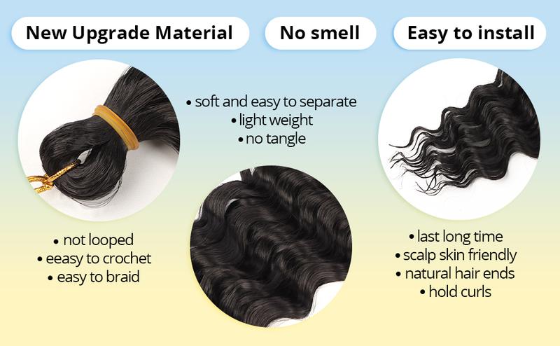 30 Inch Human Braiding Hair for Boho Braids, Deep Wave Bulk Knotless Braids Curly Bohemian Water Wave Braiding(#27, (3 No Weft Bundles/Pack))