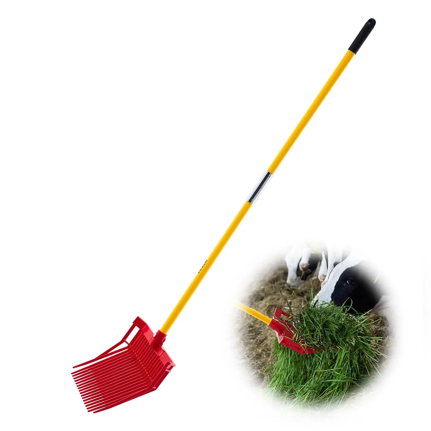 【SummerFinds】VEVOR Manure Fork,  18 Angled Tines, Horse Manure Rake with Long Fiberglass Handle, 61 in Durable Plastic Pitchfork Muck Rake Tool for Gardening Horse Stall Stable Grass Hay Cleaning Farm Work