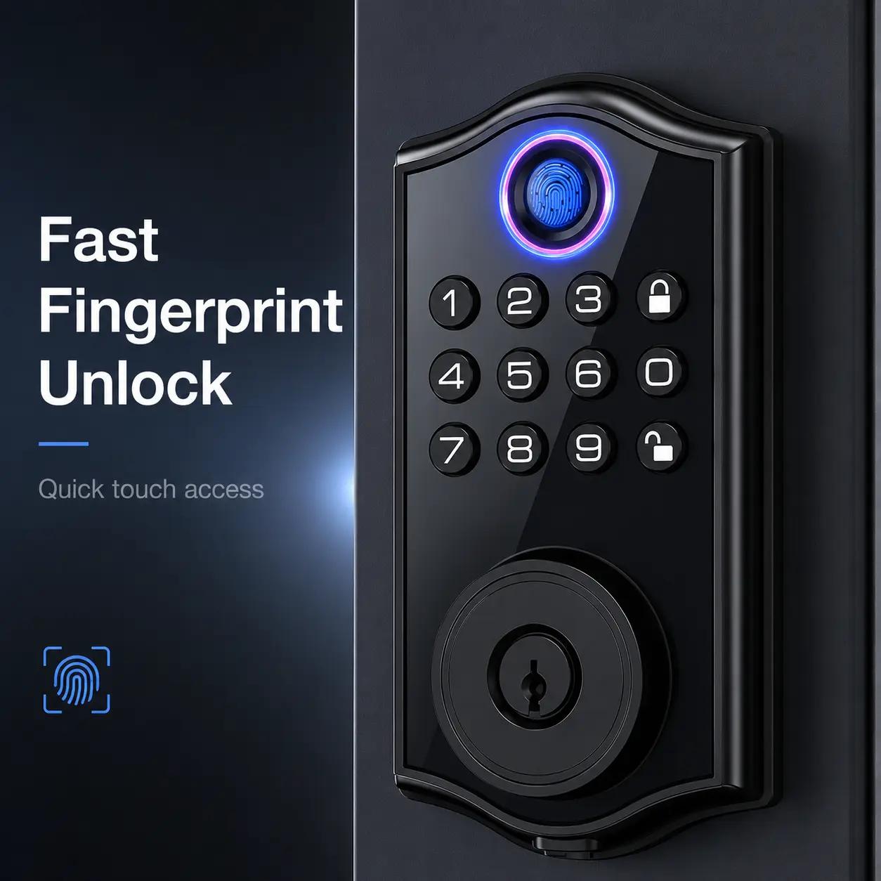 4-in-1 Bluetooth Biometric Smart Deadbolt Lock, Keyless Front Door Lock with Fingerprint, Anti-Peep Keypad, Auto Lock APP & Manual Key Access, Matte Black Weatherproof Security Lock for Home & Airbnb handle entry anti-peeping password