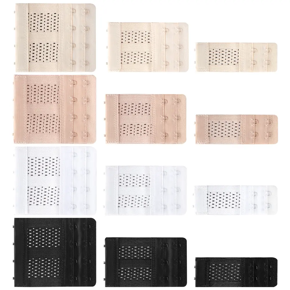 Aphlos 12-Pack Solid Color Ultra-Soft Cotton Bra Strap Extensions - Adjustable Hooks, Highly Stretchable Casual Women's Underwear Bra Accessories with 2/3/4 Hooks, Fitted Adjustable Strap, Solid Colors, Stainless, Plain Solid