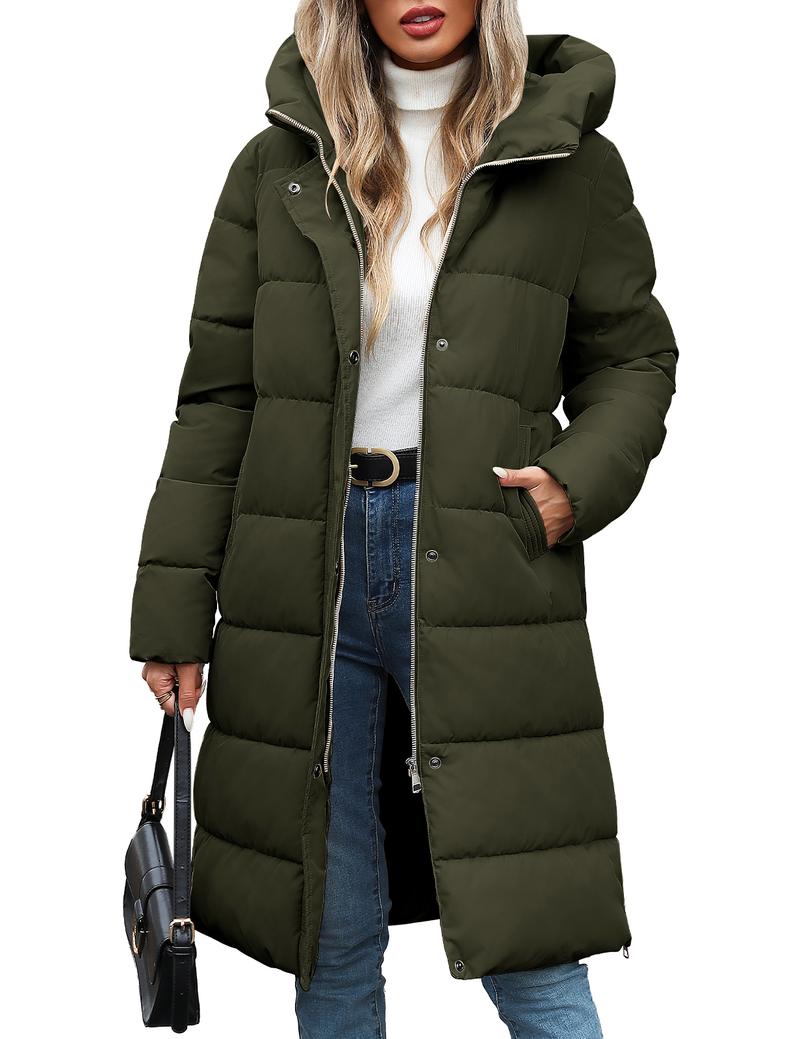 UMIPUBO Womens Winter Long Puffer Coats Down Thicken Warm Quilted Jacket Mid-Length with Side Zipper and Hood Outerwear