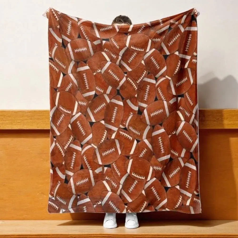 American Football Pattern Blanket Soft Throw for Air-conditioned Rooms Home Office Travel Camping Warm Cozy Single Count