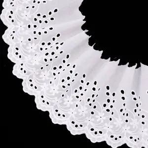 IDONGCAI Cotton Eyelet Lace Trim – Floral Scalloped Embroidery for New Moms, Crafters & Seamstresses