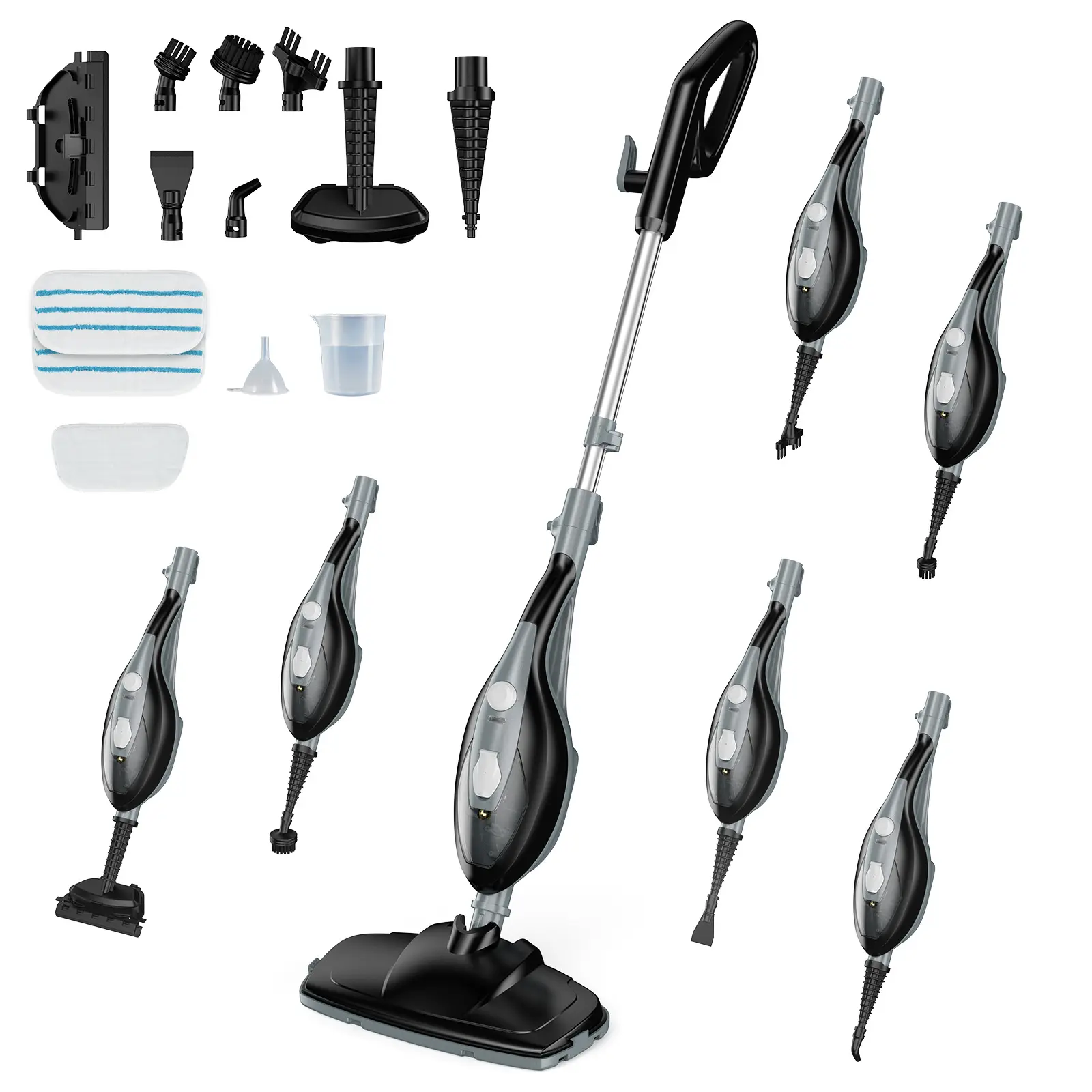 10-in-1 Lightweight Adjustable Steam Mop Cleaning Set, 1550W Detachable Handheld Steam Cleaner, 16FT Cord, 2 Washable Pads for Hardwood, Tile, Lightweight Steam Mop,dorm essentials,home essentials