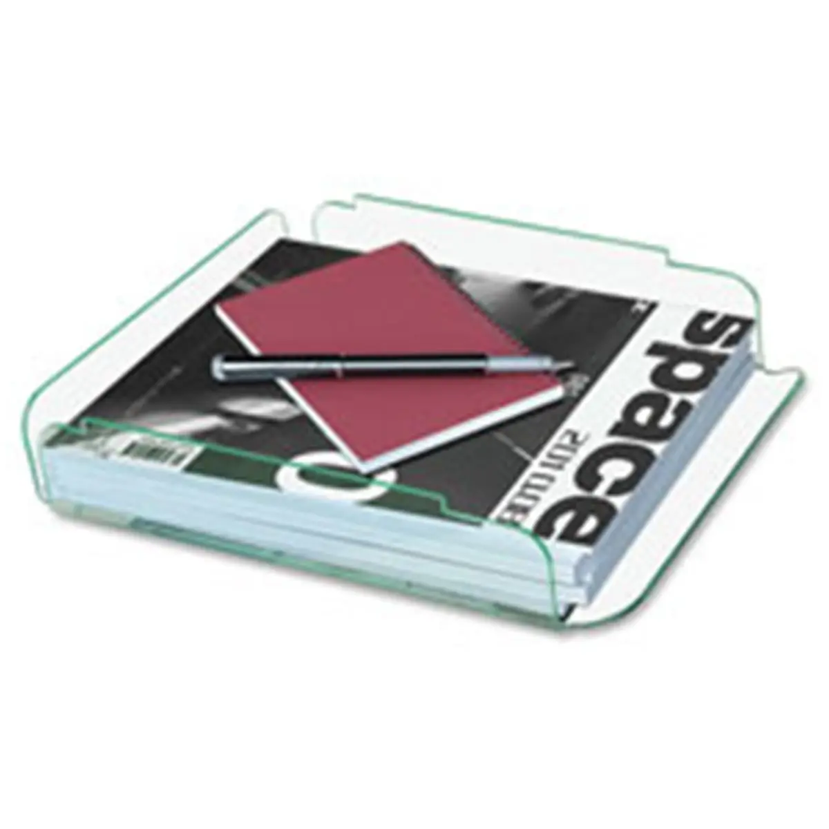 Lorell LLR80654 Single Stack Acrylic Letter Tray, 10x13.25x2.5", Lightweight Office Desk Organizer with Nonskid Feet and Polished Edges, CL-GN Finish