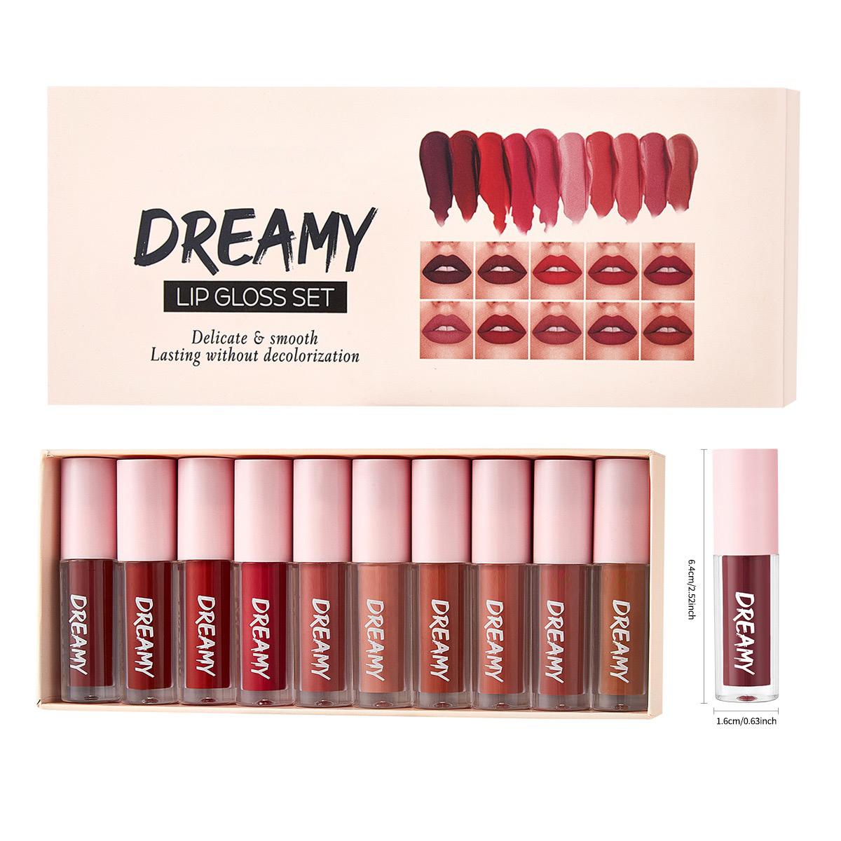 Dreamy Glossy Lip Stain Tinting & Long Lasting Moisturizing Lip Care Waterproof Non-Stick Cup Lasting Beauty 10 Options Hydrate Lipgloss Lipstick