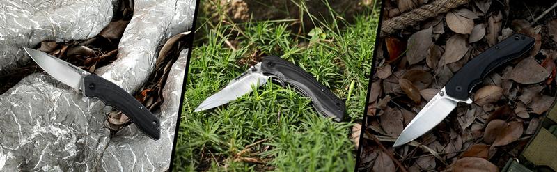 #JumpstartSale DURATECH Folding Pocket Knife, 3-1/4" Satin 8CR13MOV Blade, Black Smooth G10 Handle with Liner Lock Knife For EDC