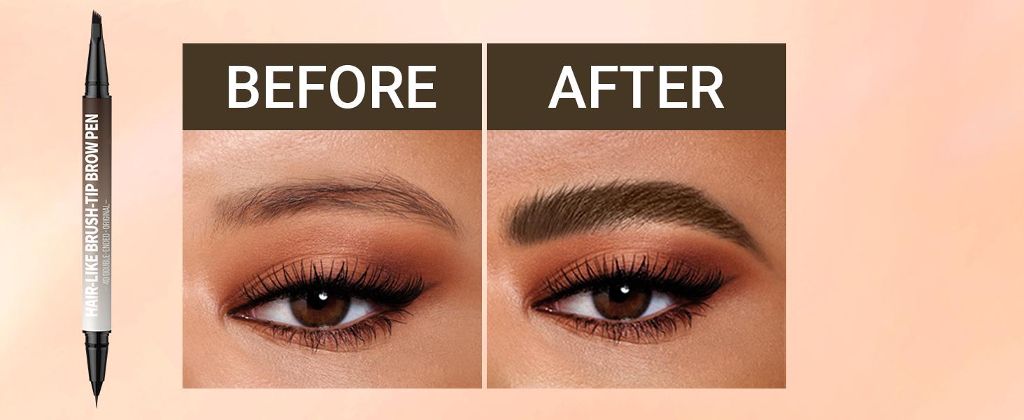 iMethod 4D Brow Pen, 2-in-1 Eyebrow Pencil with Waterproof Microblading and Dual-Ended Eyeliner Brush for Natural Brow Makeup and Eyelash Line