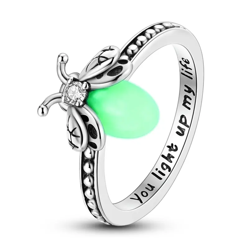 925 Silver Plated Firefly Ring, Fluorescent Ring with Elegant Gorgeous Design, Perfect Gift for Family, Friends, Lovers