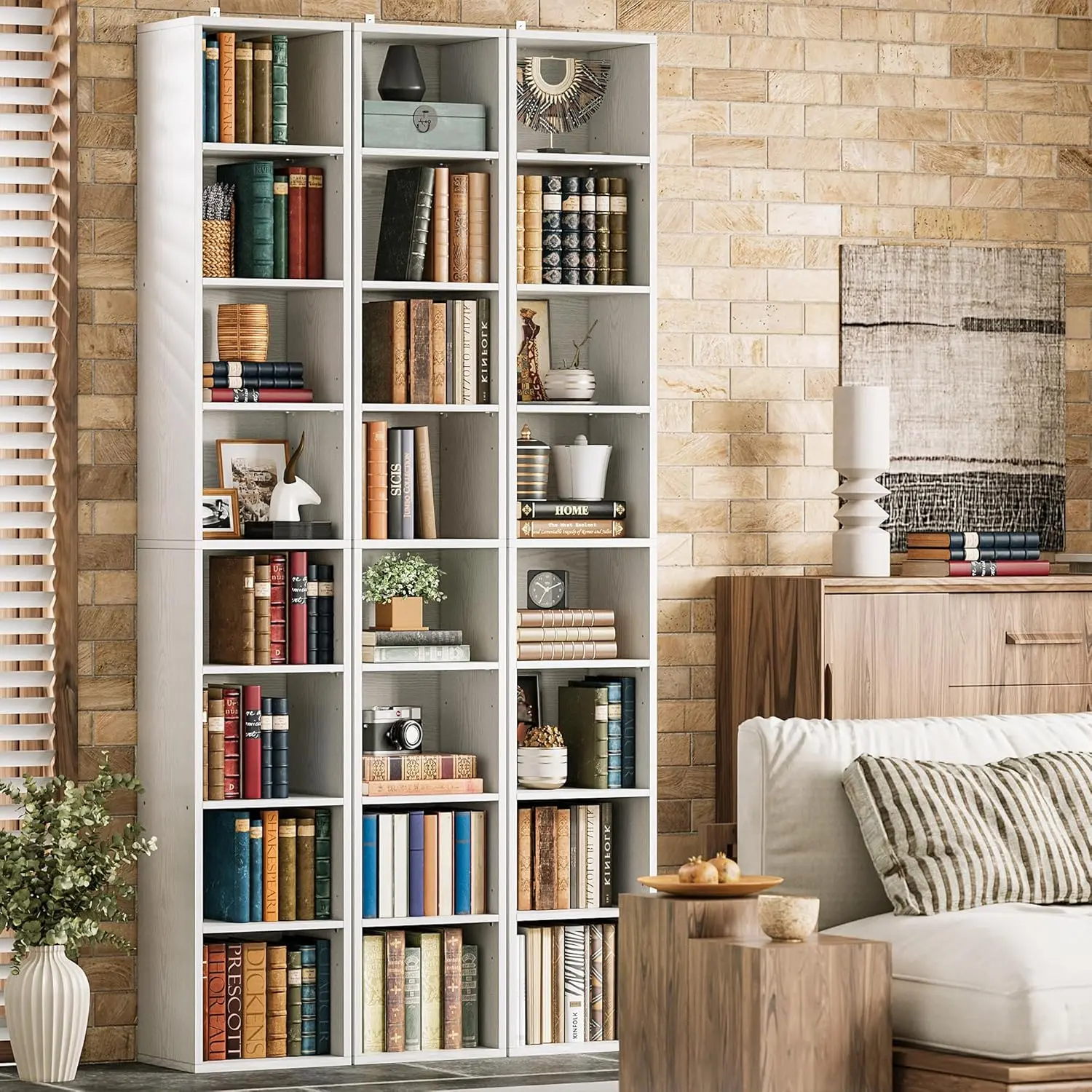 【8-Tier Narrow Corner】 IRONCK Bookcase, Compact Wall-Mounted Bookshelf, Space-Saving Organizer Rack for Bedroom, Living Room, Easy-Match Indoor Furniture
