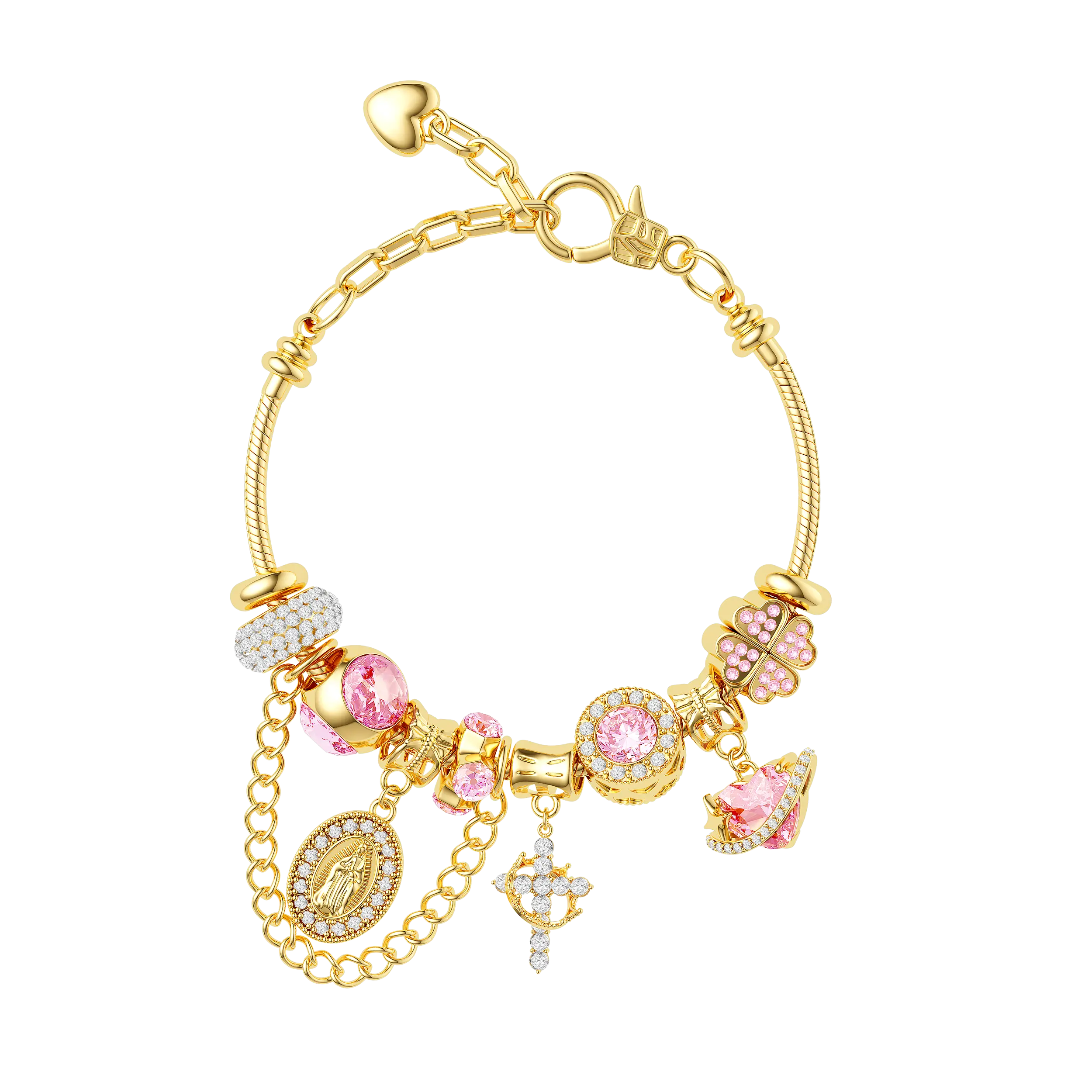 Tewiky Gold & Silver Aurora Multi-Element Snake Chain Bracelet for Women, Two-Tone Dainty Charm Bracelet, Trendy Daily Jewelry Gift For Easter