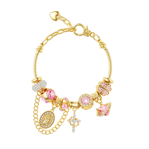 Tewiky Gold & Silver Aurora Multi Element Snake Chain Bracelet for Women, Two Tone Dainty Charm Bracelet, Trendy Daily Jewelry Gift For Easter