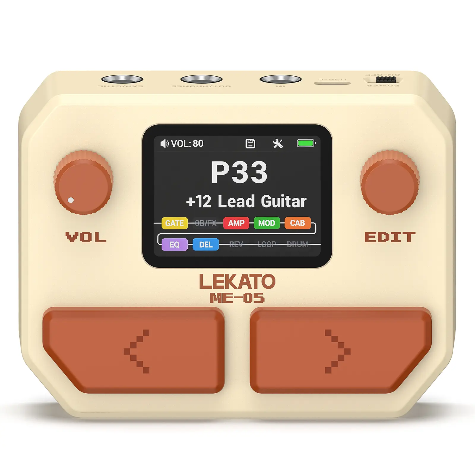 LEKATO Pocket Portable Multi Effects Pedal, 100+ Built-in Guitar/Bass/Acoustic Effects, Amp Modeling, IR Cabinets Simulation, Stereo OTG USB Audio Interface, Rechargeable Guitar Pedal
