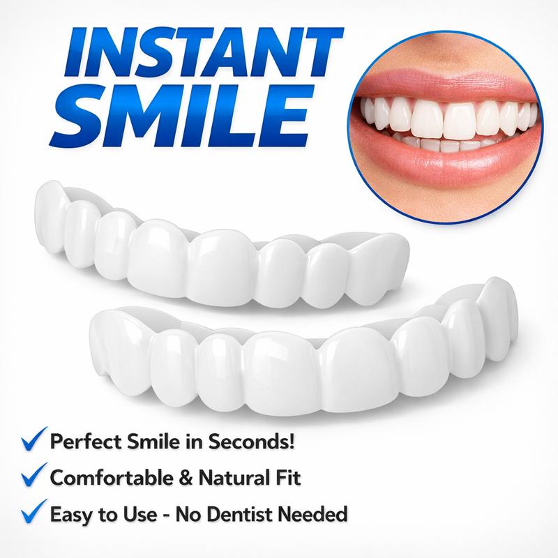 Temporary Teeth Repair Kit (3 Pairs)  Adjustable Snap On Smile Veneers - Natural White & Comfortable Moldable False Teeth for Instant Confidence