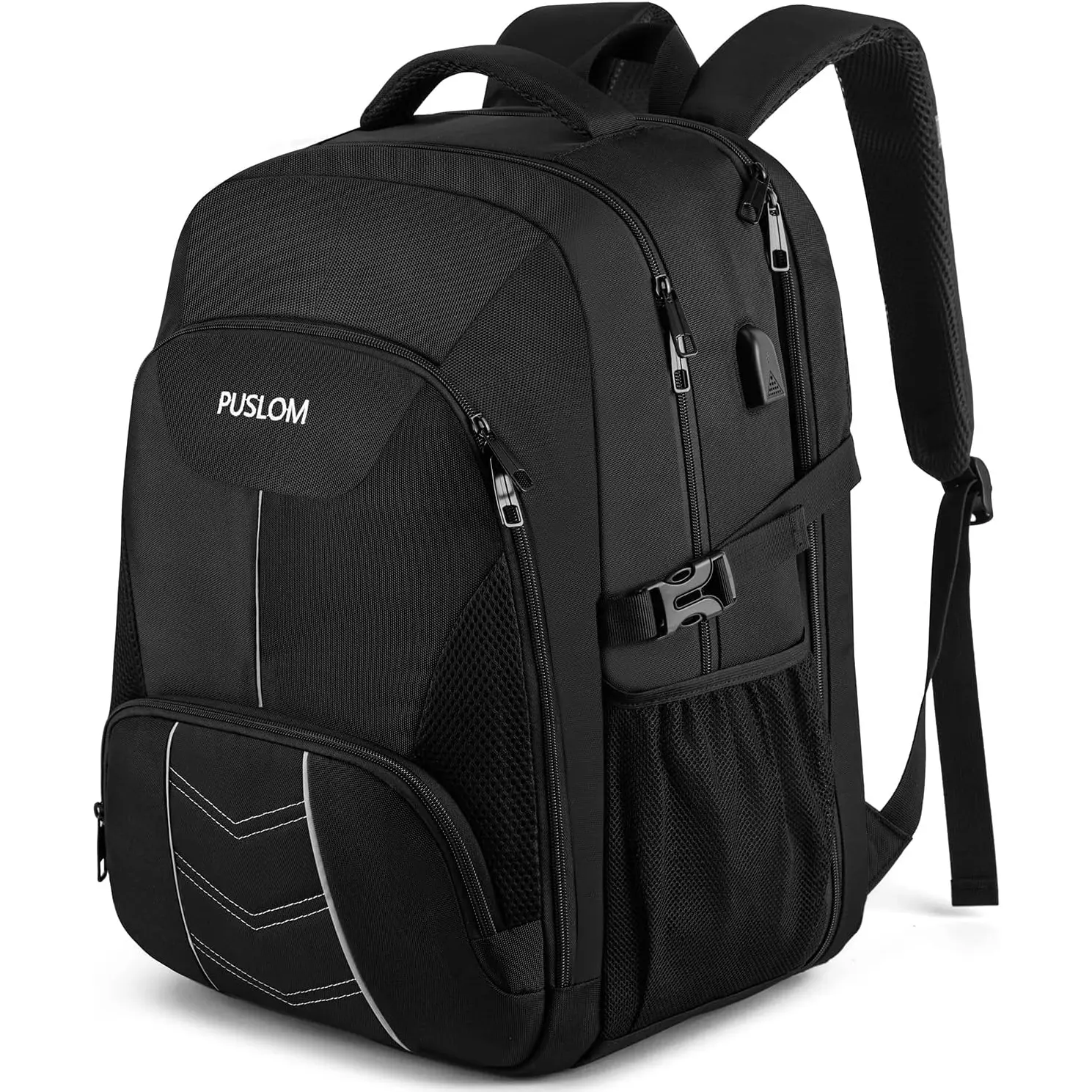 Extra Large Backpack for Men 55L,18.4Inch Travel Laptop Backpack with USB Charging Port Business Flight Approved Carry On Backpack,TSA Big Capacity Heavy Duty Computer Bag College Bookbag,Black
