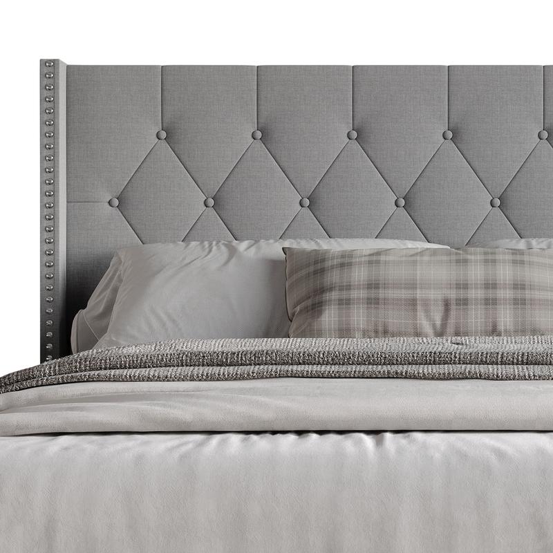 Favorer Cicero Tufted Upholstered Wingback Panel Bed, Box Spring Require, Comfortable and Stylish Design King Size Four Sturdy Legs