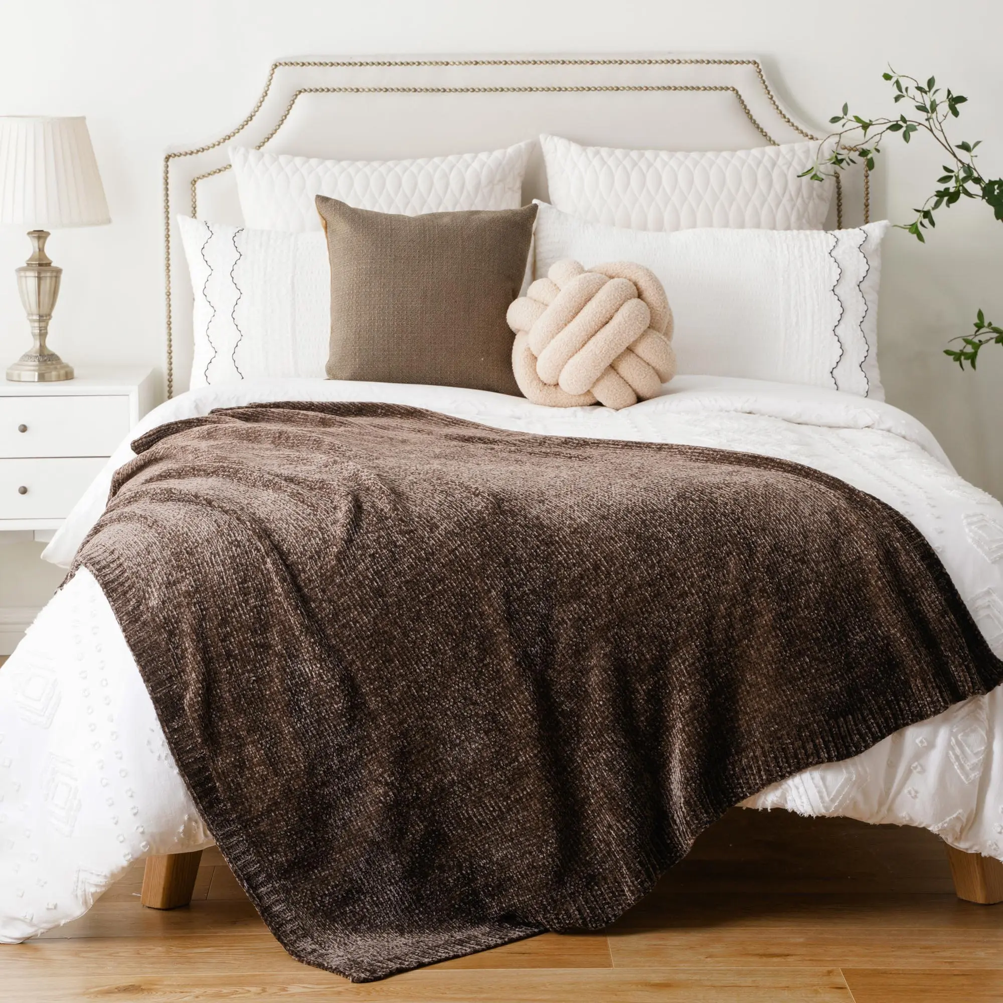 Battilo | Soft Chenille Throw Blanket, Comfort Throw Blanket for Couch Bed Home Decor, Decorative Chenille Knit Throw Blanket, 51"x67"