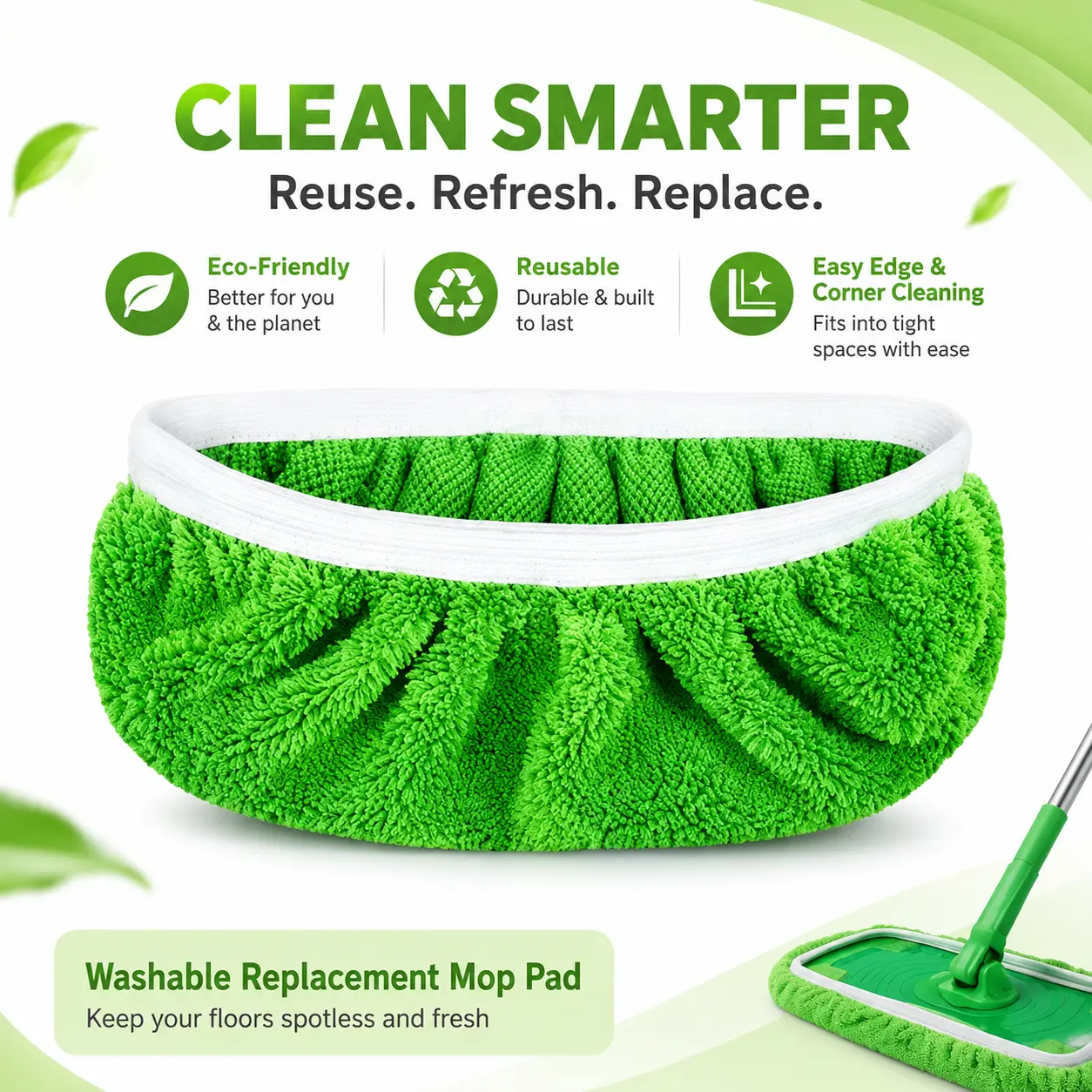 Reusable Coral Fleece Mop Head Covers for Swiffer Flat Mop, Washable Microfiber Mop Refill Pads, Absorbent Dust Pet Hair Dirt Cleaning Mop Cloth Replacement Pads