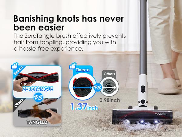 Tineco A30S Cordless Stick Vacuum Cleaner, 160W Powerful Suction, 60 Minutes Runtime, 1L Larger Dustbin, Rechargeable Lightweight and Versatile ZeroTangle Brush PureCyclone Tech LED Headlight