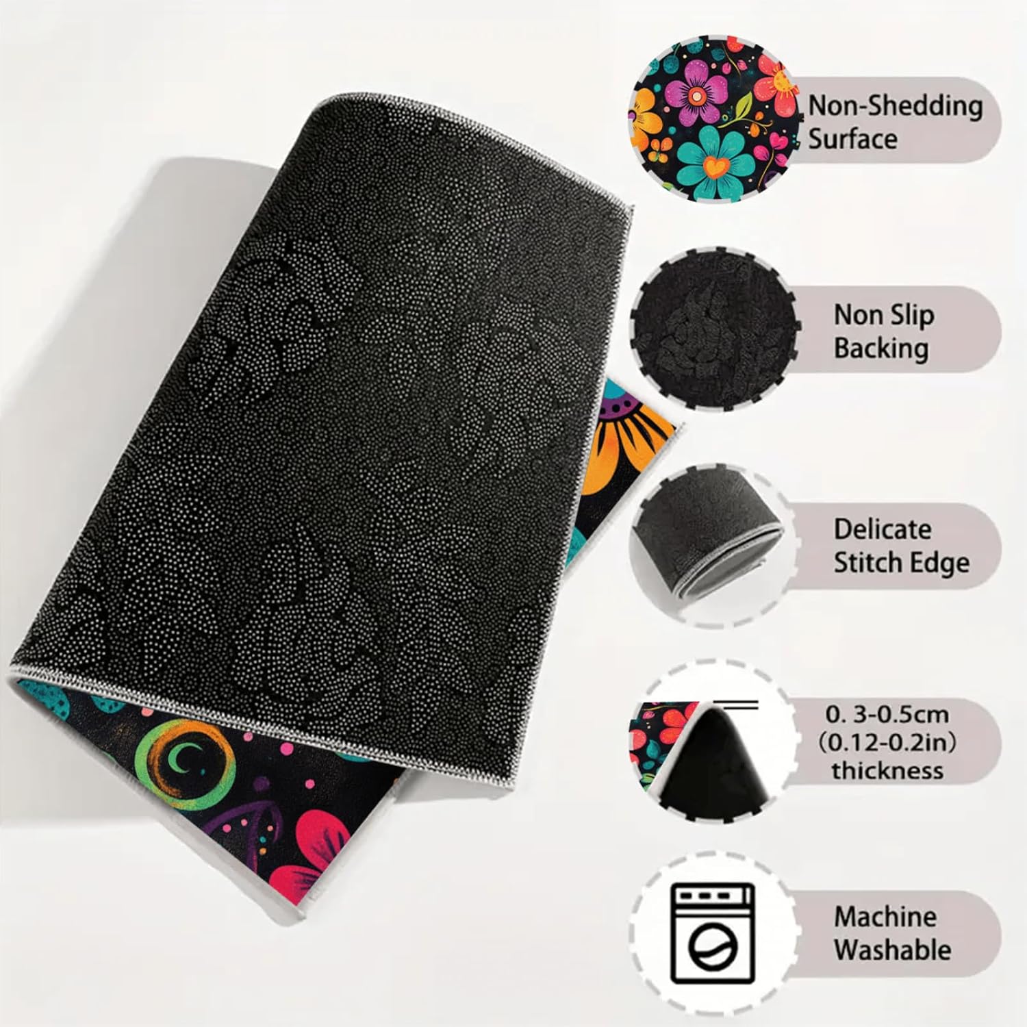 ‌Universal Car Trunk Mat 75x100cm Multicolor Floral All Weather Trunk Protection Cargo Liner Durable Rear Trunk Mat Waterproof Easy Clean Vehicle Interior Accessories Fit Most Car Models SUV Truck Van‌