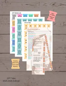 CPT Book Tabs for CCS & CPC Student 2025-2026 Edition Ideal for Organizing and Referencing Study Materials