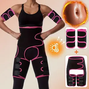 High Waist Arm and Thigh Trainer for Women, Open Wear Wrap Workout Belt, Neoprene Sweat Belt, Fitness Exercise, Sauna, Suitable for Women and Men Compression Black