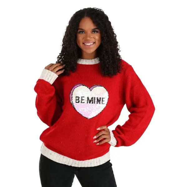 Be Mine Valentine's Day Adult Sweater, Candy, Yarn