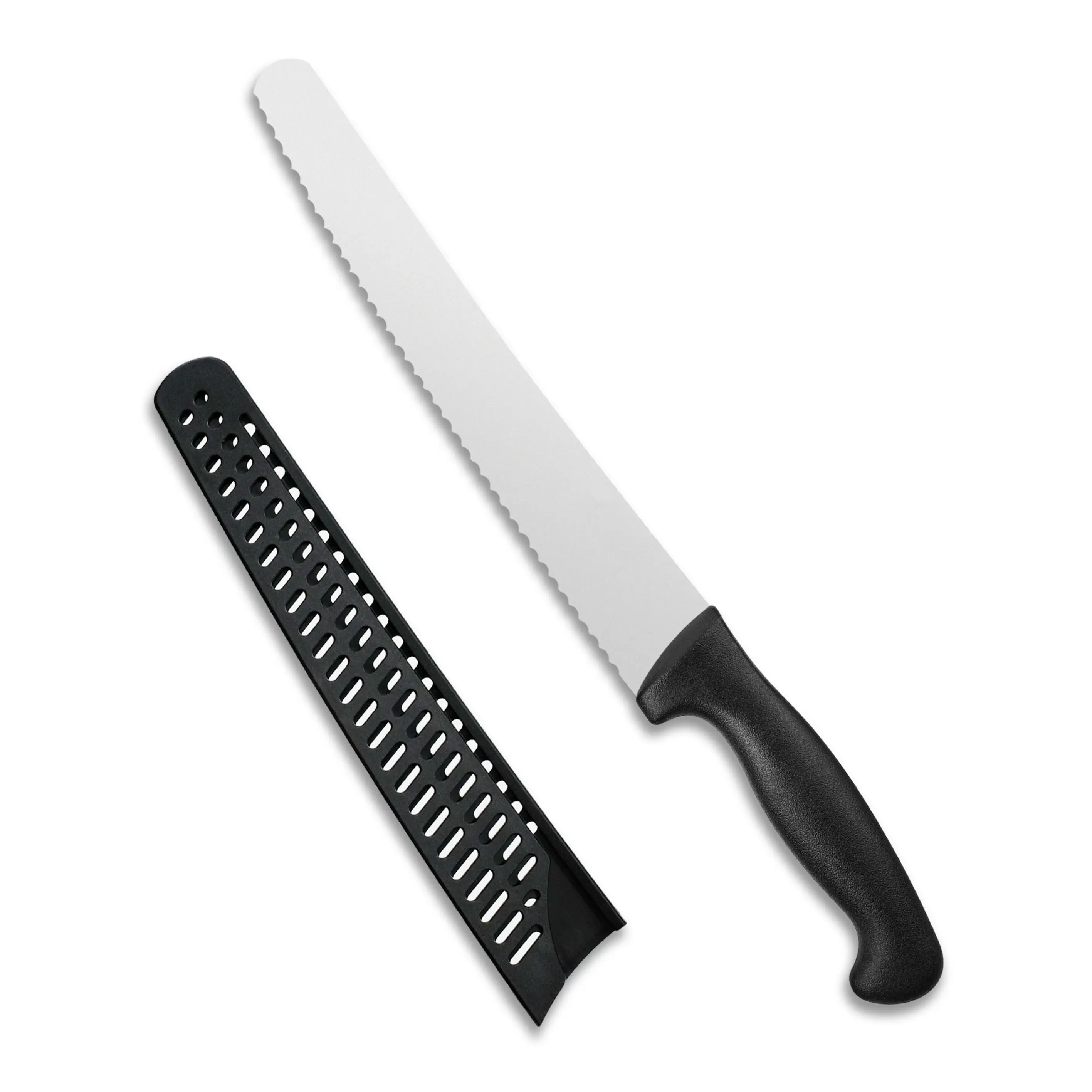 Summerwins 10-Inch Serrated Bread Knife with Cover, 1.4116 German Steel Blade, Ergonomic Anti-Slip Handle, Black Sourdough Slicer Cutter for Homemade Bread, Ideal for Home Kitchen Use