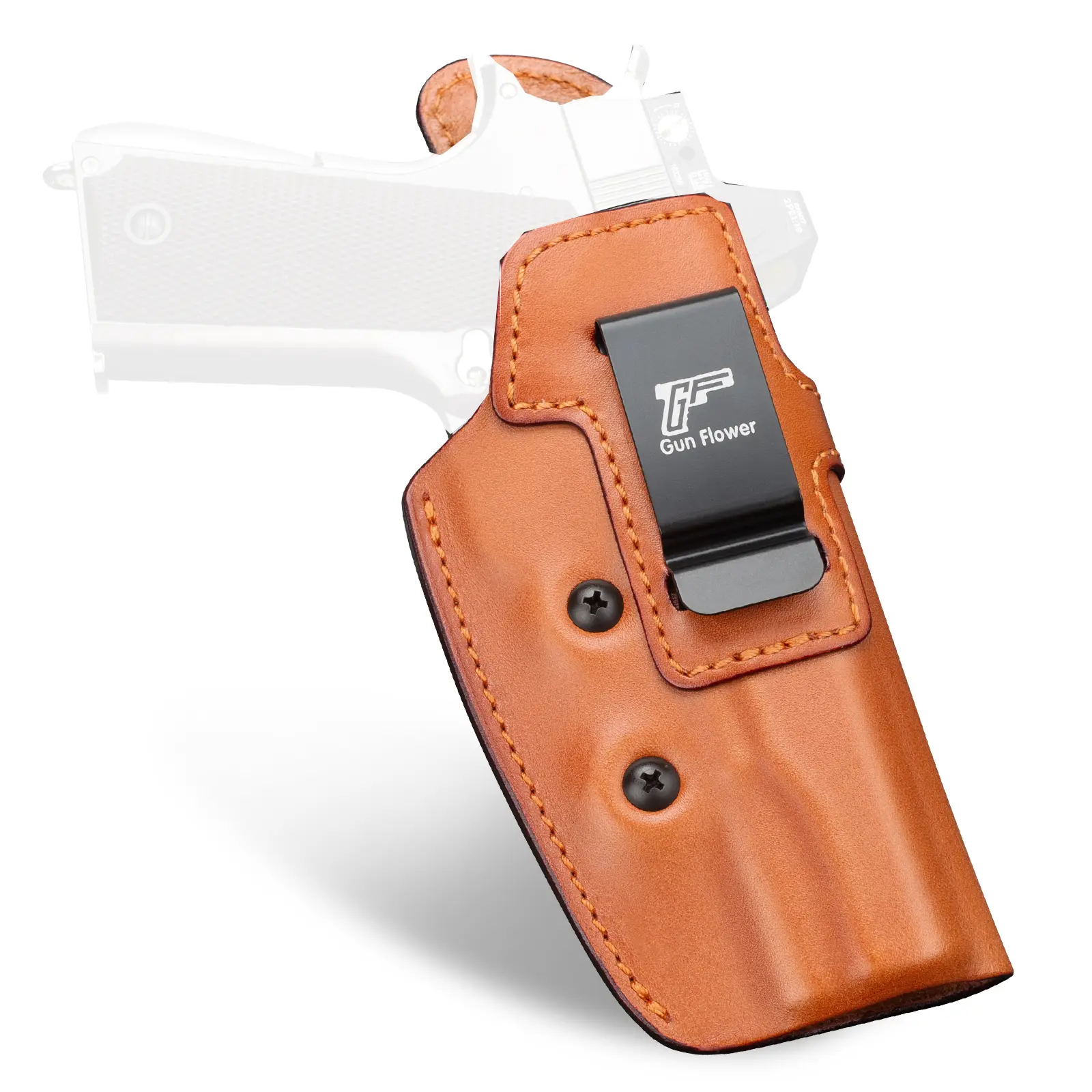Full-Grain Leather IWB Holster for Conceal Carry & Everyday Carry - Belt Clip, Low Profile - Fits 5", 4.25", 4" 1911-Style Handguns - Compatible with Colt, Kimber, Tisas, S&W, Sig, Springfield, Ruger SR, Remington - Not for Optics/Lights, Retention Adjust