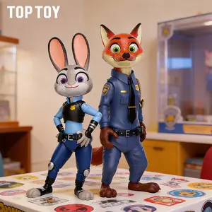 [Valentine's Day Gift]TOPTOY Zootopia Nick Wilde & Judy Hopps Police Uniform CP Assembly Jumbo Figure – Official Anime Collectible, DIY Puzzle Figurine, Perfect Gift for Zootopia Fans