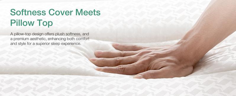 Hybrid Mattress Fiberglass-Free Full/Queen/King  -6/8/10/12/14 Inch-Perfect Balance of Softness & Firmness: High-Quality Mattress for All Sleepers & Body Alignment-Motion Isolation Mattress