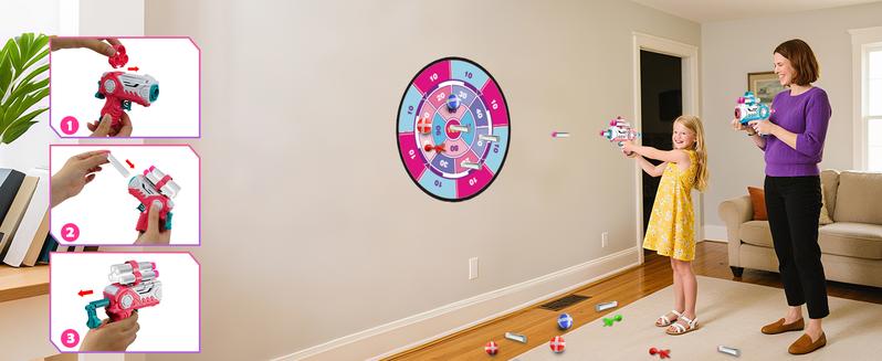 VATOS 2 Pack Bow and Arrow Toy with LED Light - 4 in 1 Archery & Dart Game Set with 20 Suction Cup Arrows, Mermaid Glow Target & Dart Board - Indoor/Outdoor Birthday Gift for Kids Boys Girls Ages 5-12