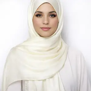 Silk Satin Hijab - Cream